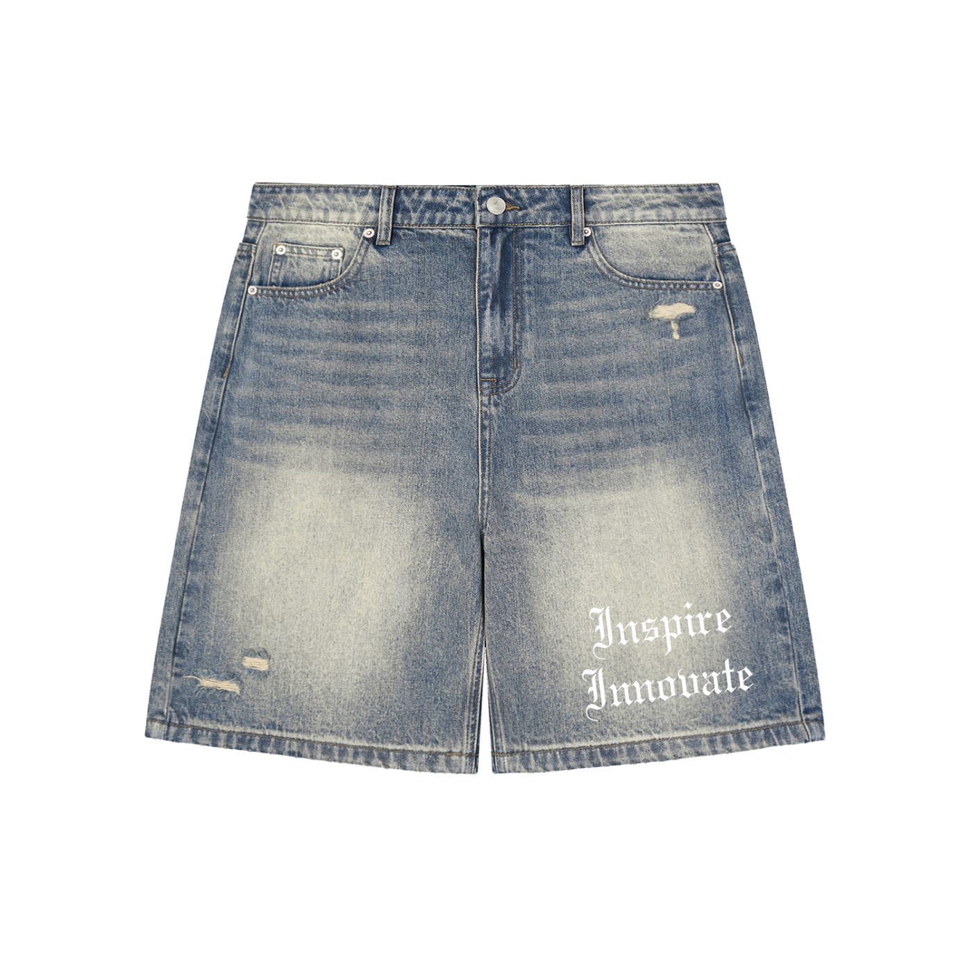 Faded Distressed Denim Shorts