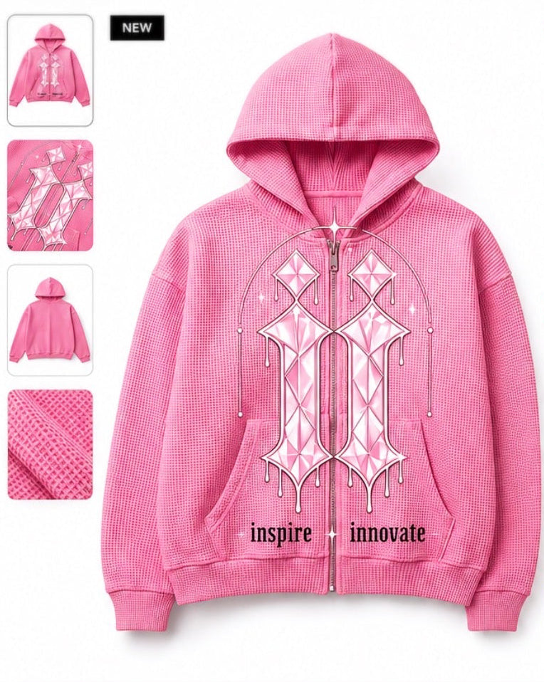 INSPIRE ✦ INNOVATE WAFFLE ZIP HOODIE