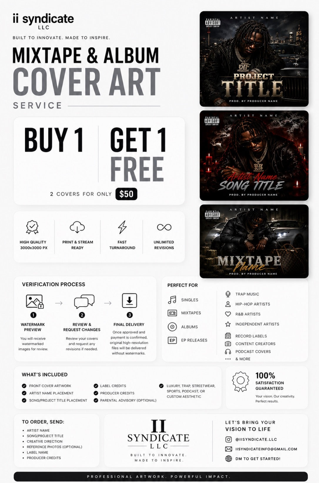 Mixtape & Album Cover Design Service ii syndicate LLC
