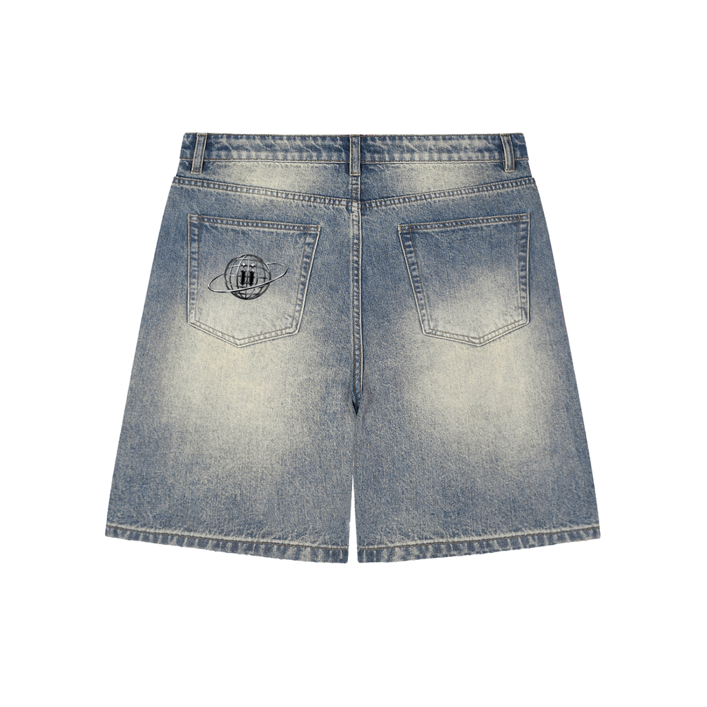 Faded Distressed Denim Shorts