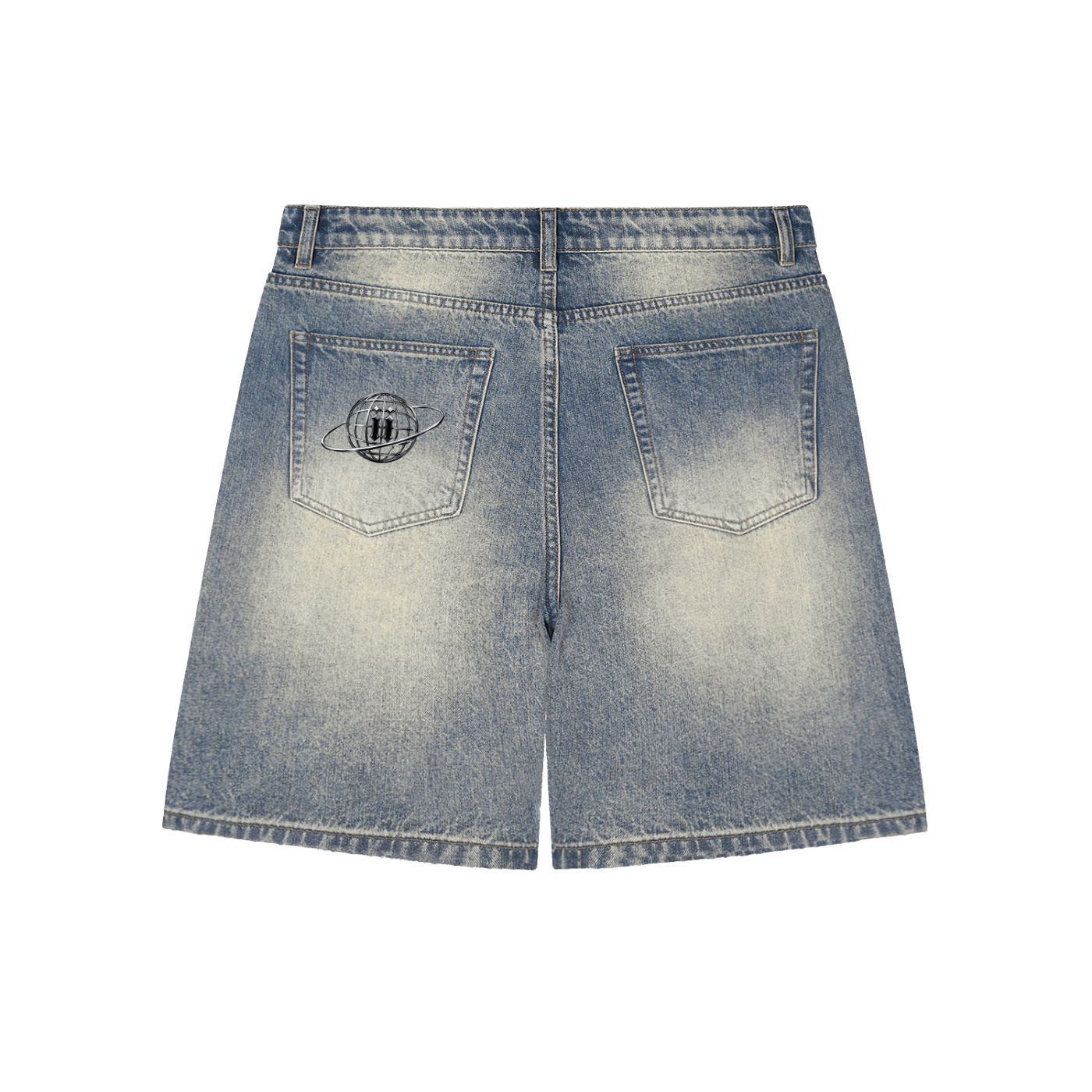 Faded Distressed Denim Shorts